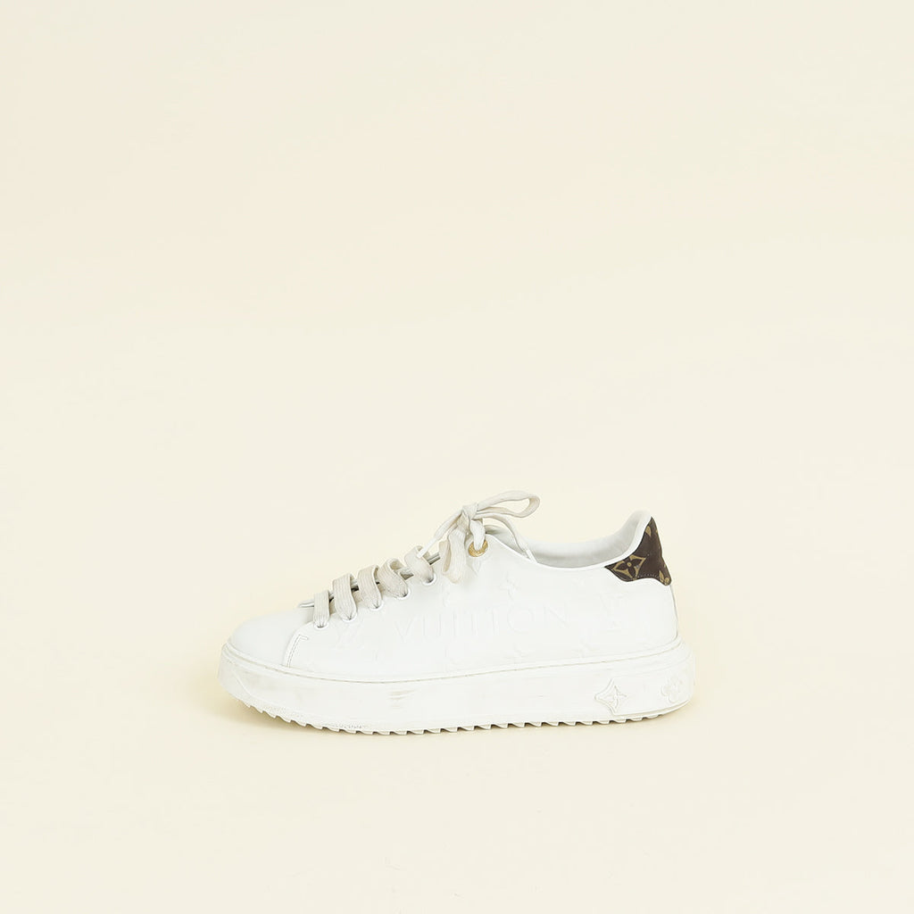 Louis Vuitton White Monogram Embossed Time Out Sneaker 40
