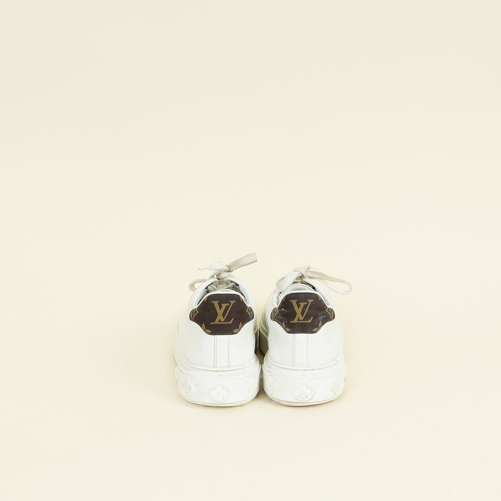 Louis Vuitton White Monogram Embossed Time Out Sneaker 40