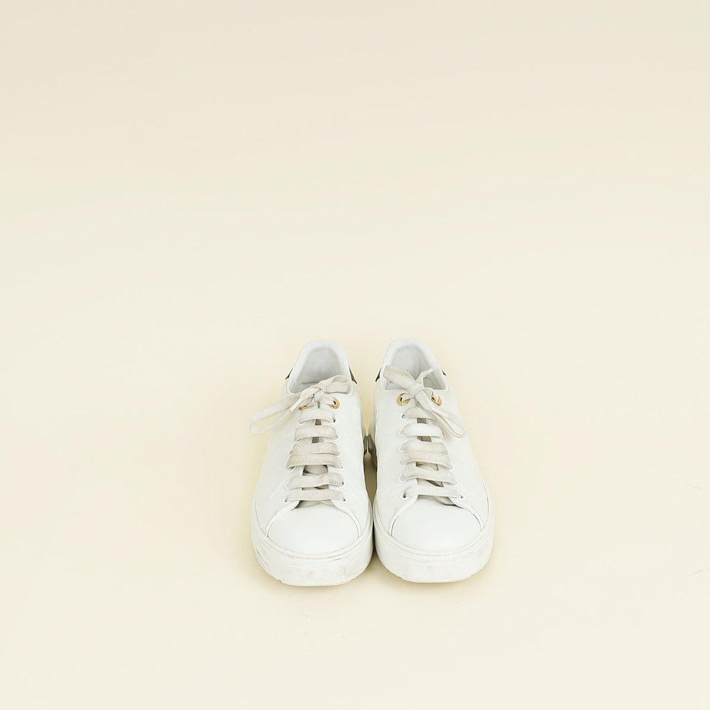 Louis Vuitton White Monogram Embossed Time Out Sneaker 40