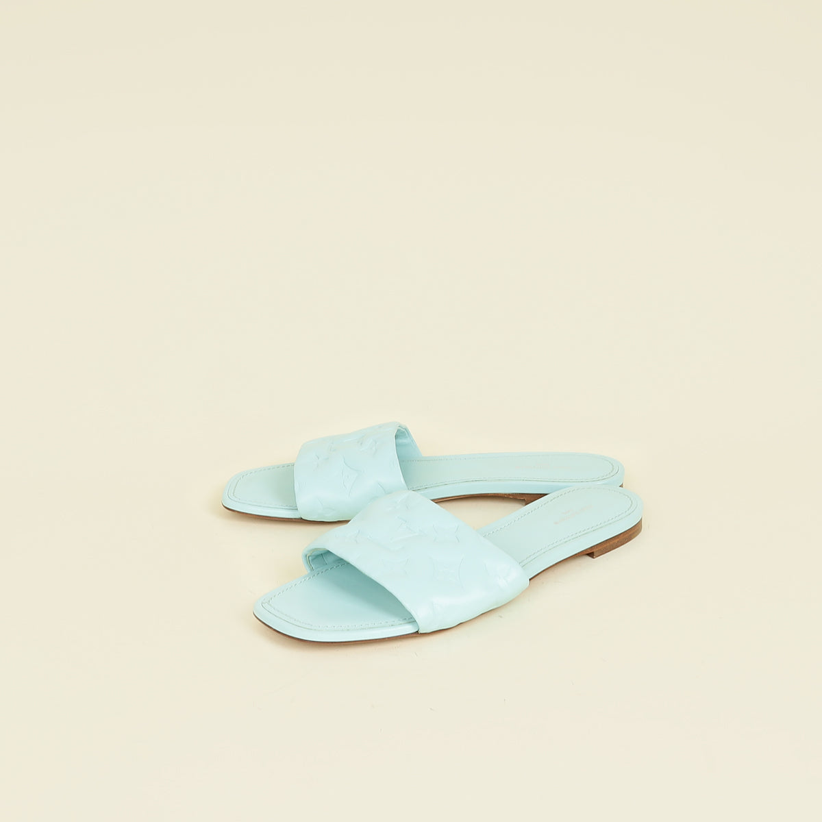 Louis Vuitton Aqua Monogram Embossed Revival Flat Mules 40