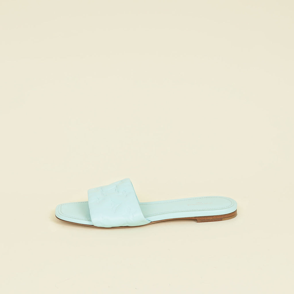 Louis Vuitton Aqua Monogram Embossed Revival Flat Mules 40