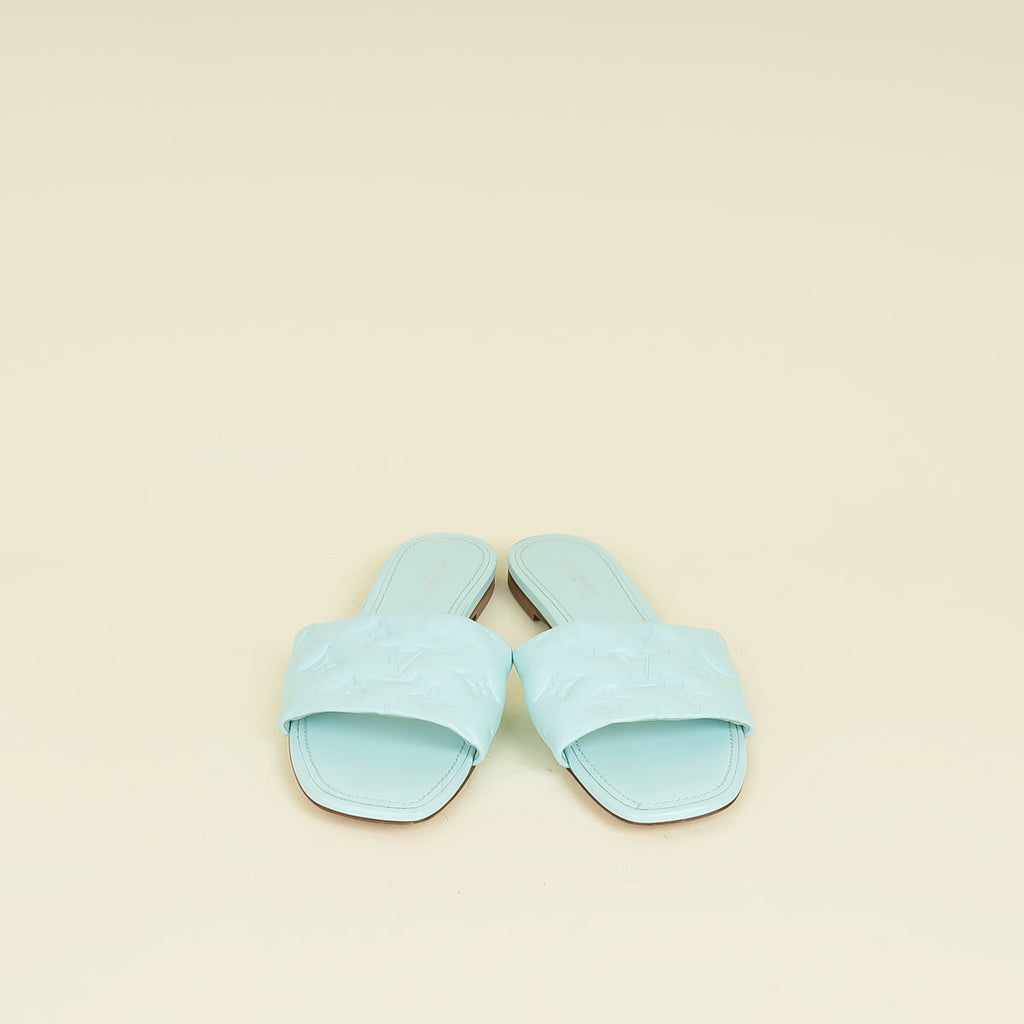 Louis Vuitton Aqua Monogram Embossed Revival Flat Mules 40