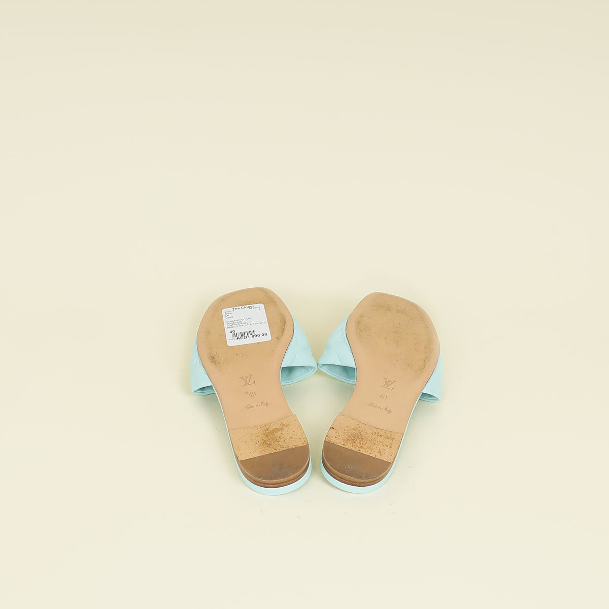 Louis Vuitton Aqua Monogram Embossed Revival Flat Mules 40