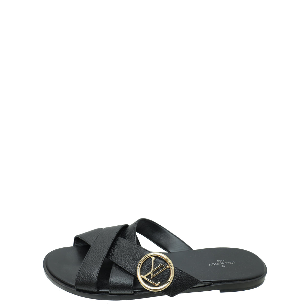 Louis Vuitton Black Cross Strap Flat Sandals 41
