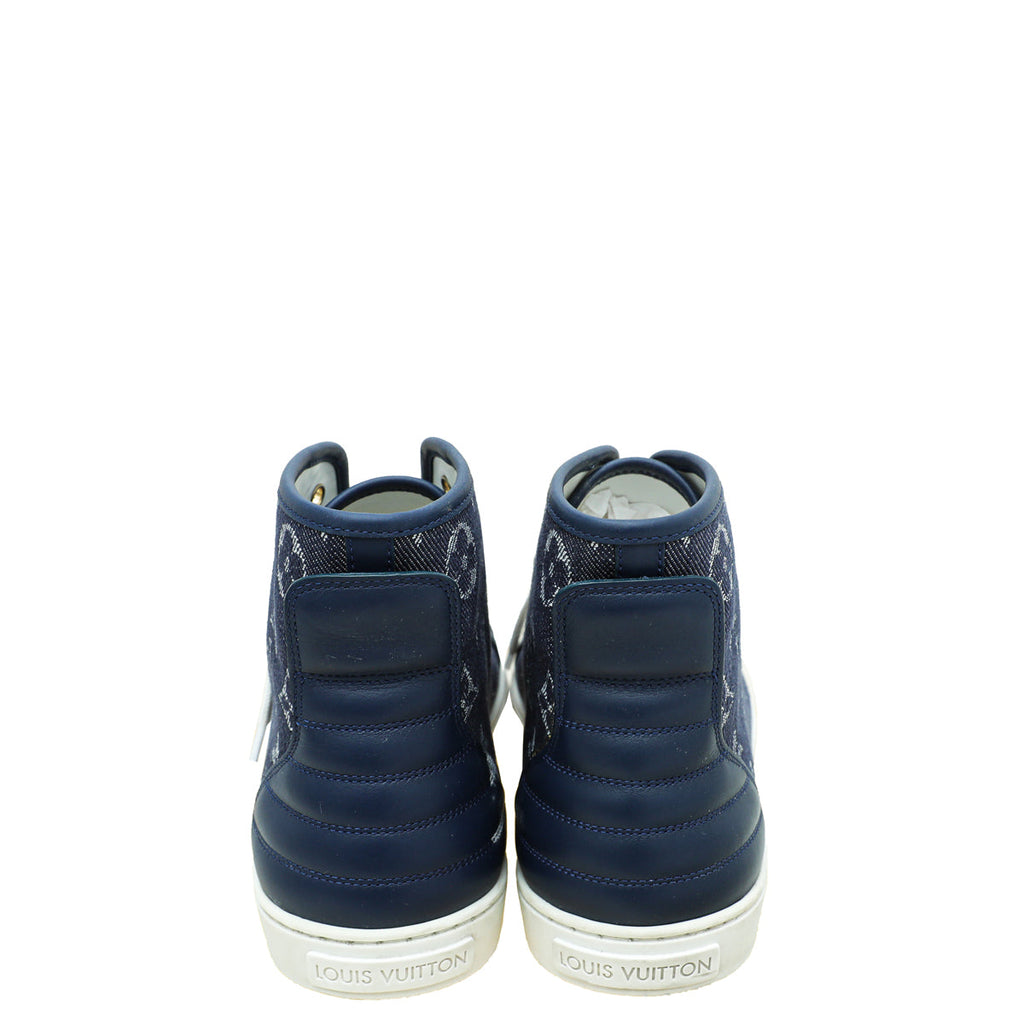 Louis Vuitton Bicolor Denim Monogram Punchy High Cut Sneaker 39.5