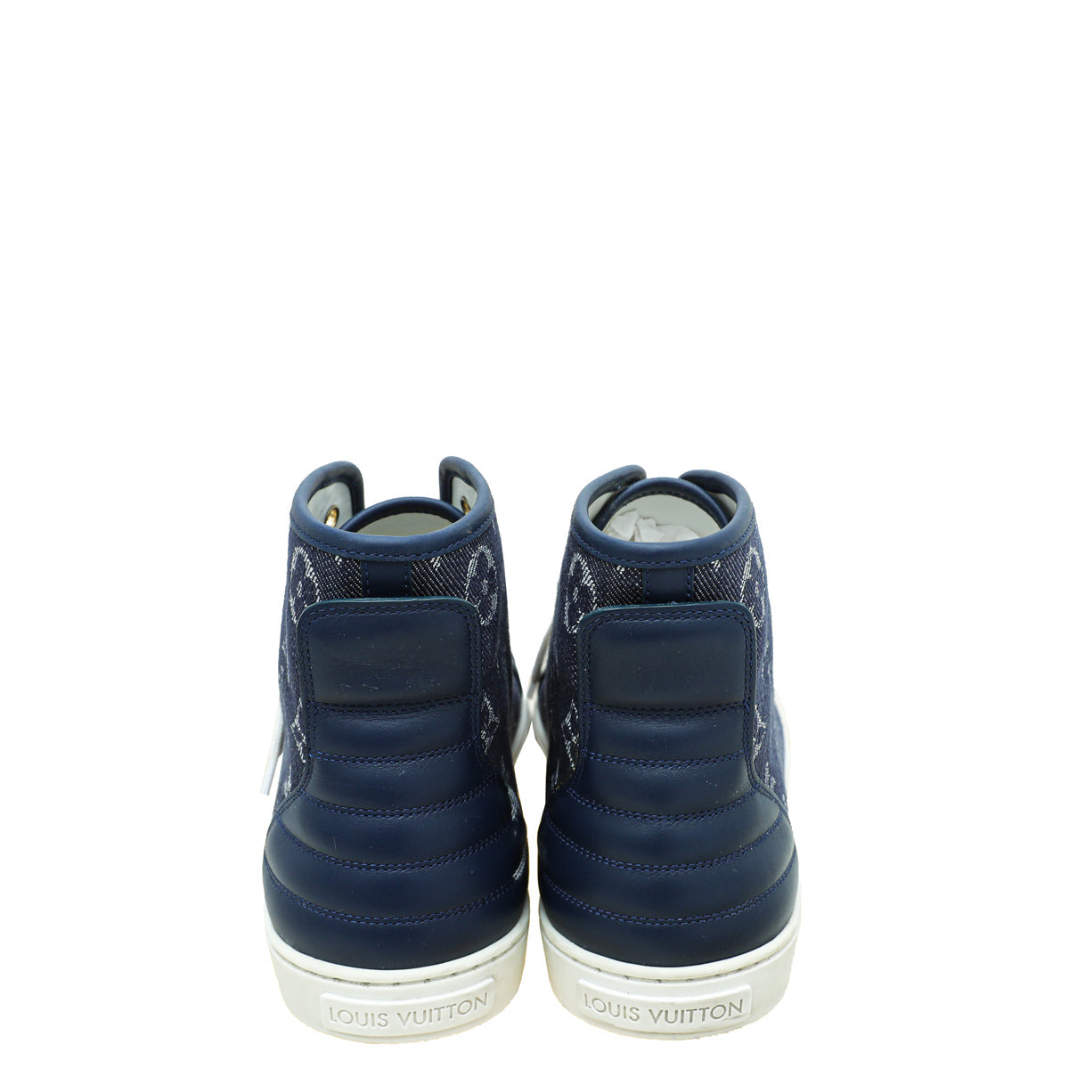 Louis Vuitton Bicolor Denim Monogram Punchy High Cut Sneaker 39.5
