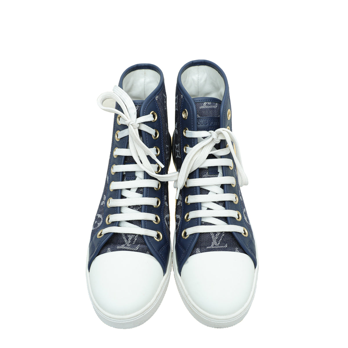 Louis Vuitton Bicolor Denim Monogram Punchy High Cut Sneaker 39.5