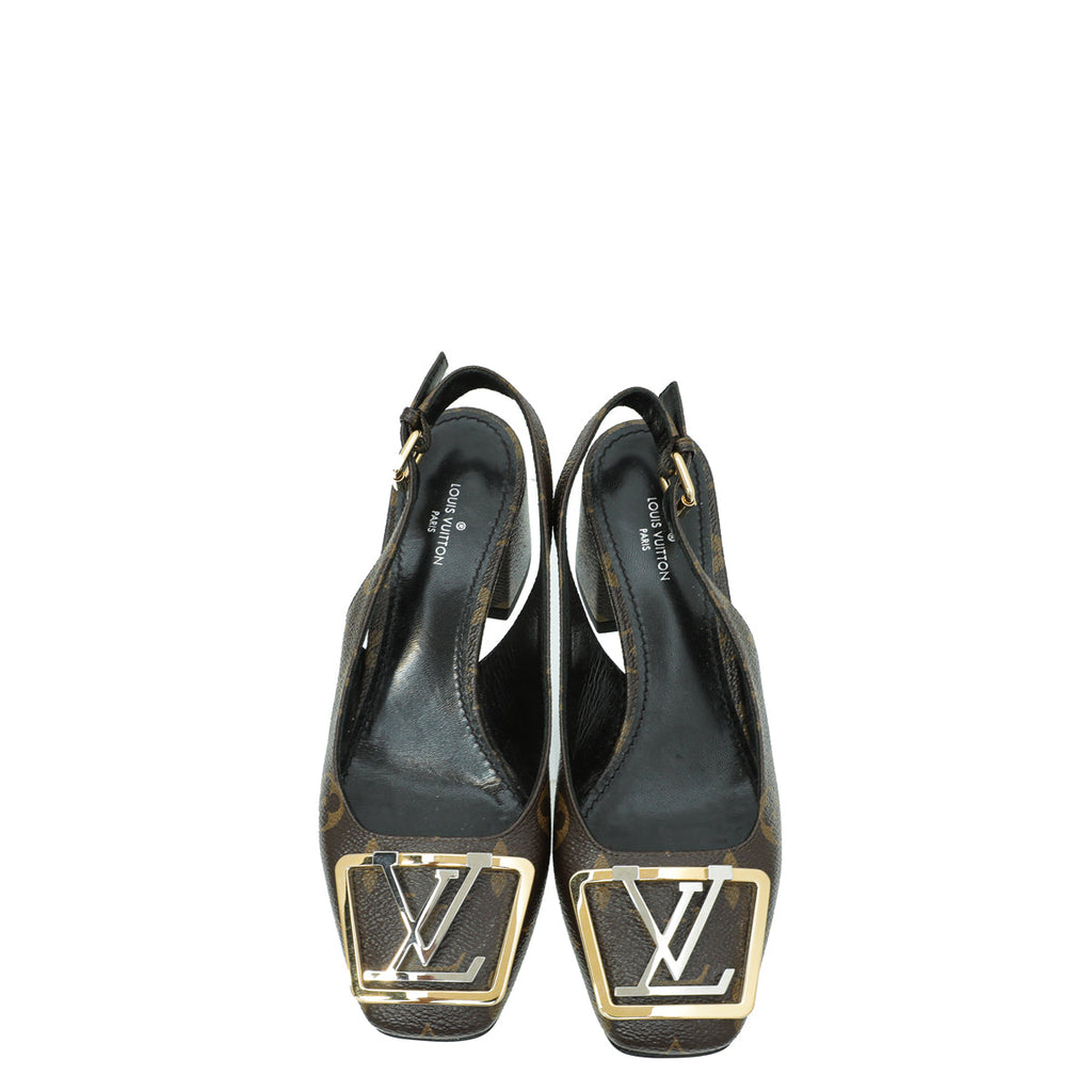 Louis Vuitton Brown Monogram Madeleine Slingback 35