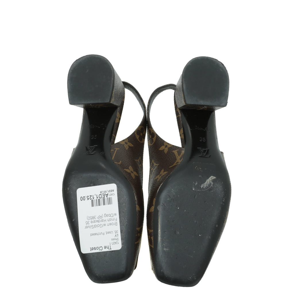 Louis Vuitton Brown Monogram Madeleine Slingback 35
