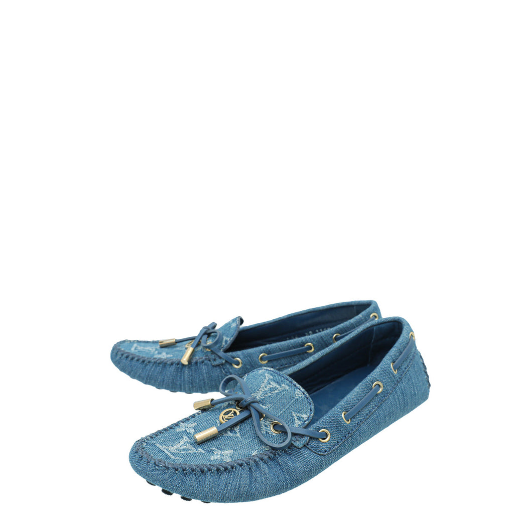 Louis Vuitton Blue Monogram Denim Golloria Flat Loafer 36