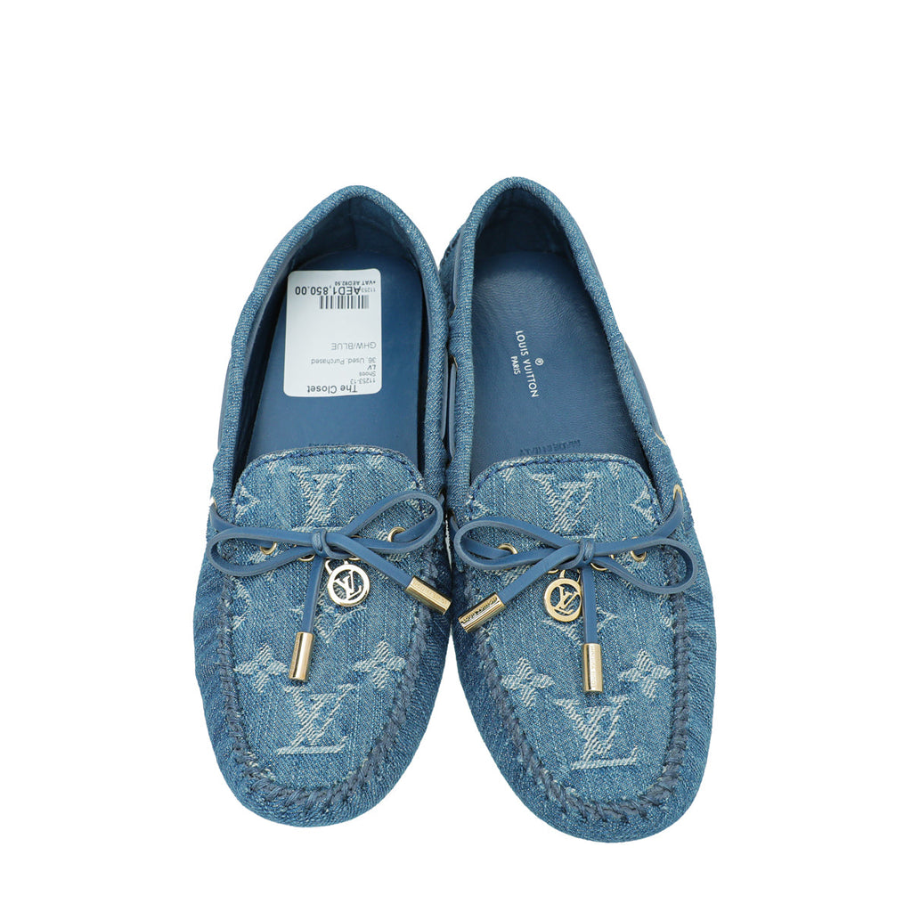 Louis Vuitton Blue Monogram Denim Golloria Flat Loafer 36