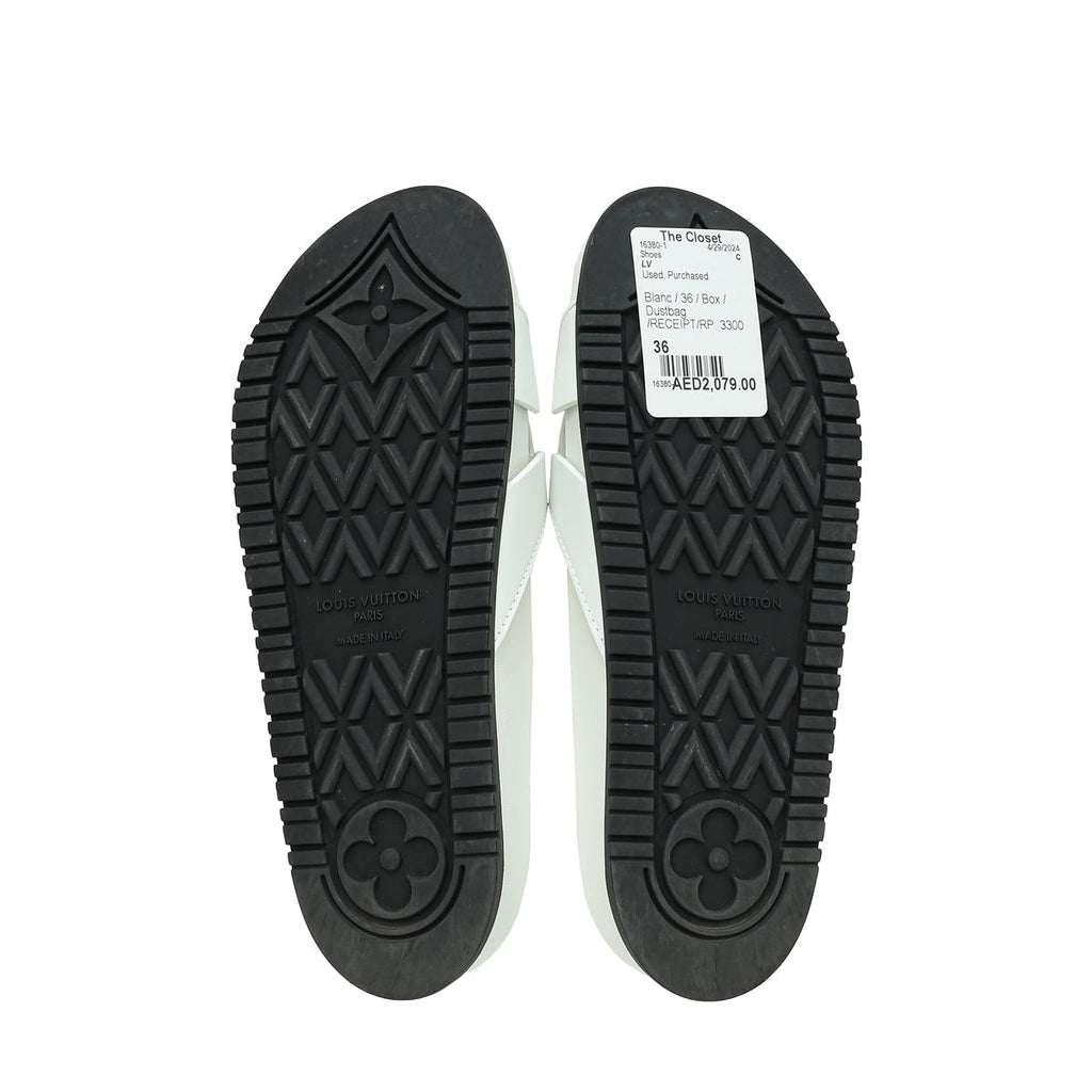 Louis Vuitton Blanc Isola Flat Comfort Mule 36