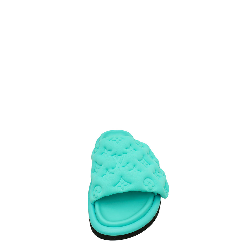 Louis Vuitton Bleu Clair Monogram Fabric Embossed Monogram Pool Pillow Comfort Mules 36