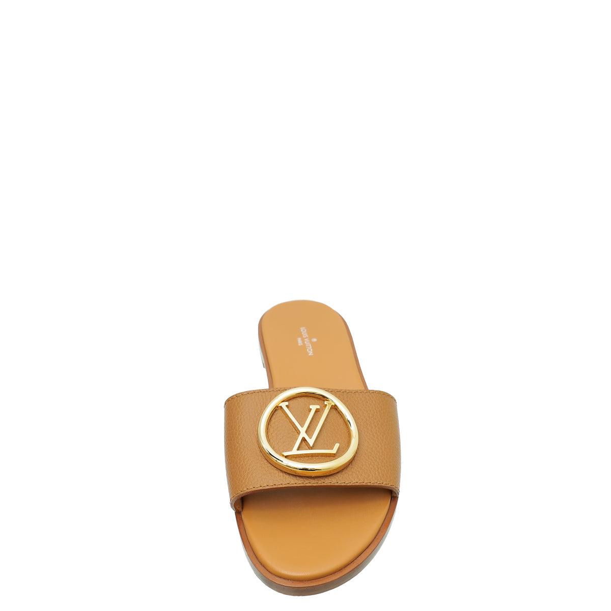 Louis Vuitton Cognac Lock It Flat Mules 37