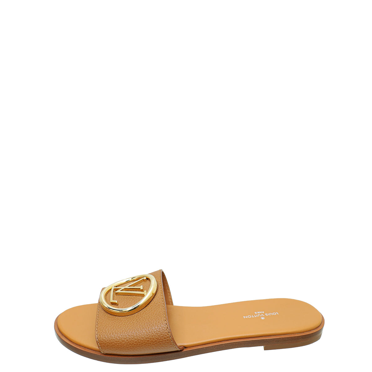 Louis Vuitton Cognac Lock It Flat Mules 37