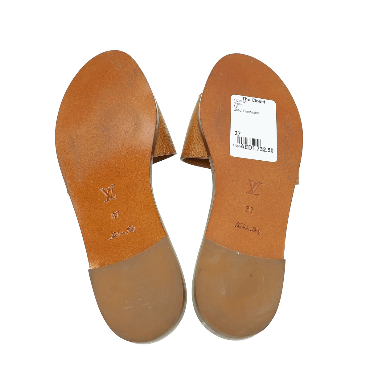 Louis Vuitton Cognac Lock It Flat Mules 37