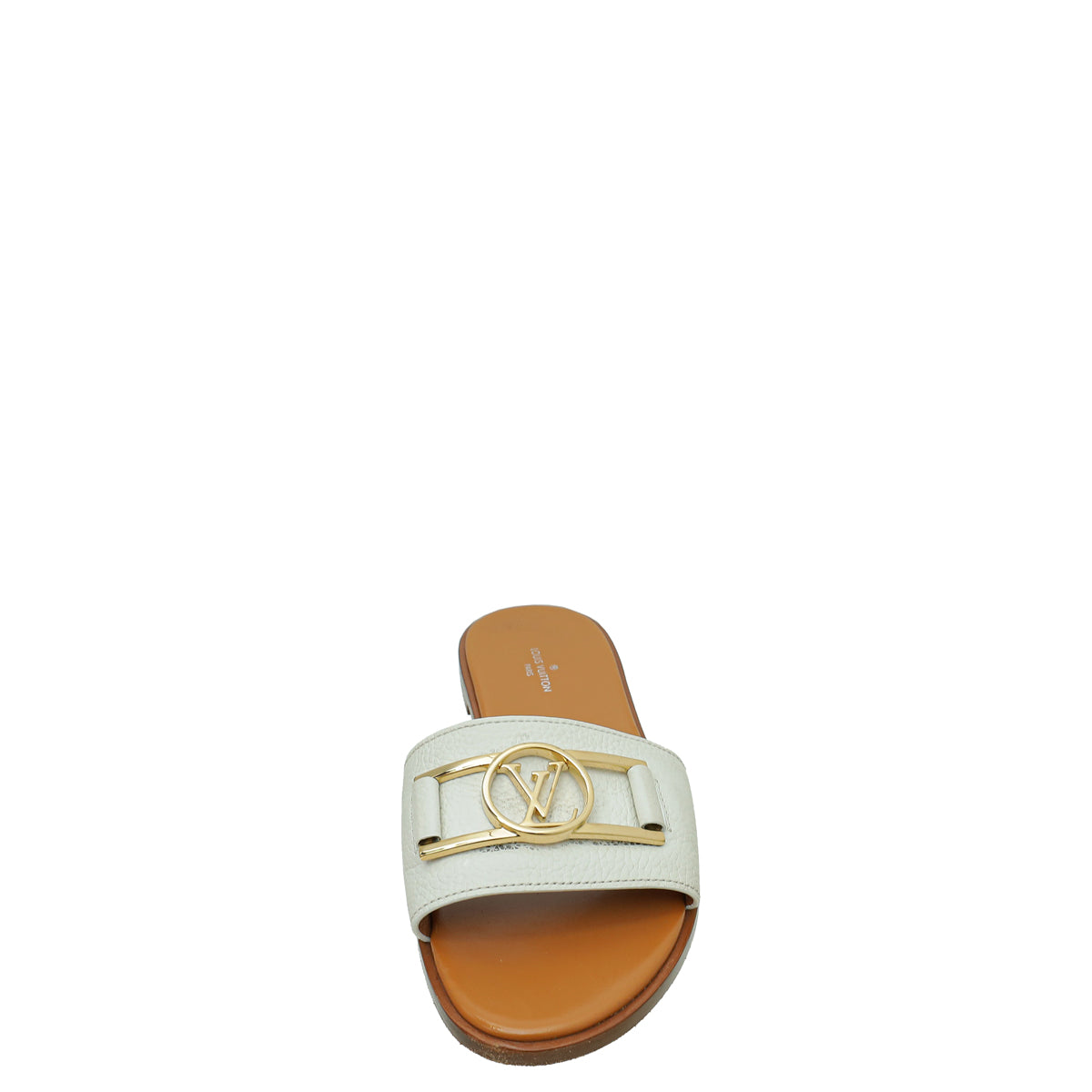 Louis Vuitton White Lock It Flat Mules 37
