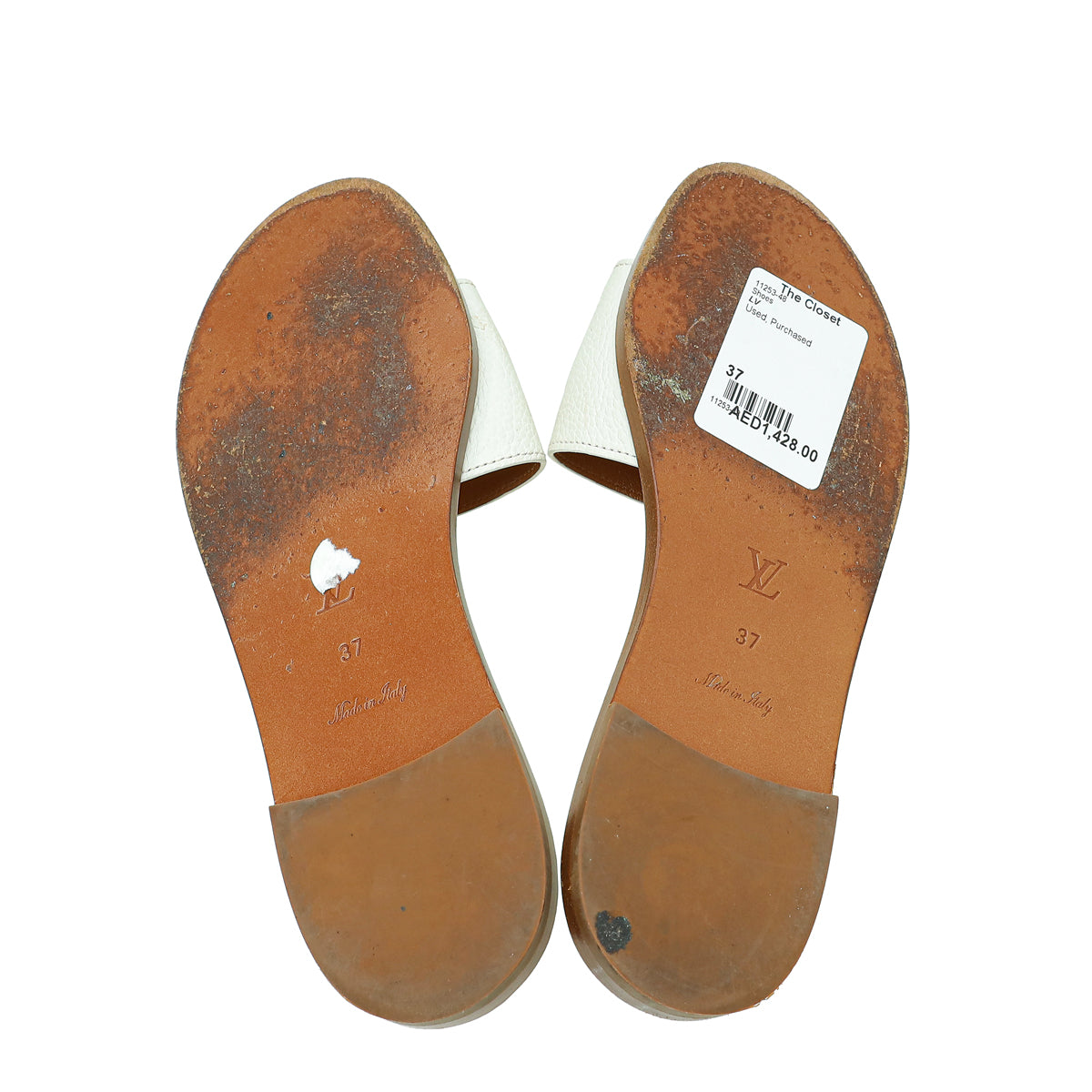 Louis Vuitton White Lock It Flat Mules 37