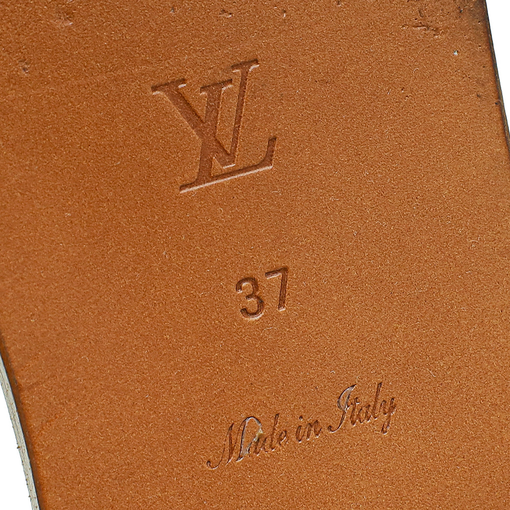 Louis Vuitton White Lock It Flat Mules 37