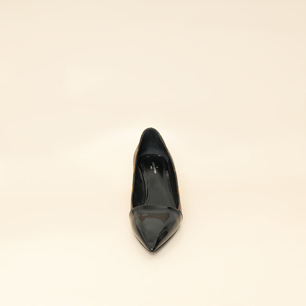 Louis Vuitton Monogram Black Pointed Toe Pumps 37