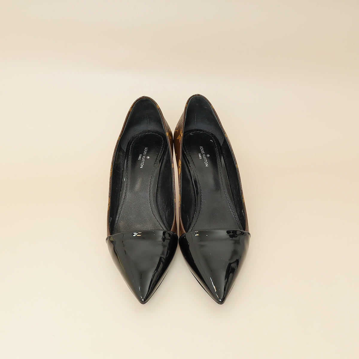 Louis Vuitton Monogram Black Pointed Toe Pumps 37