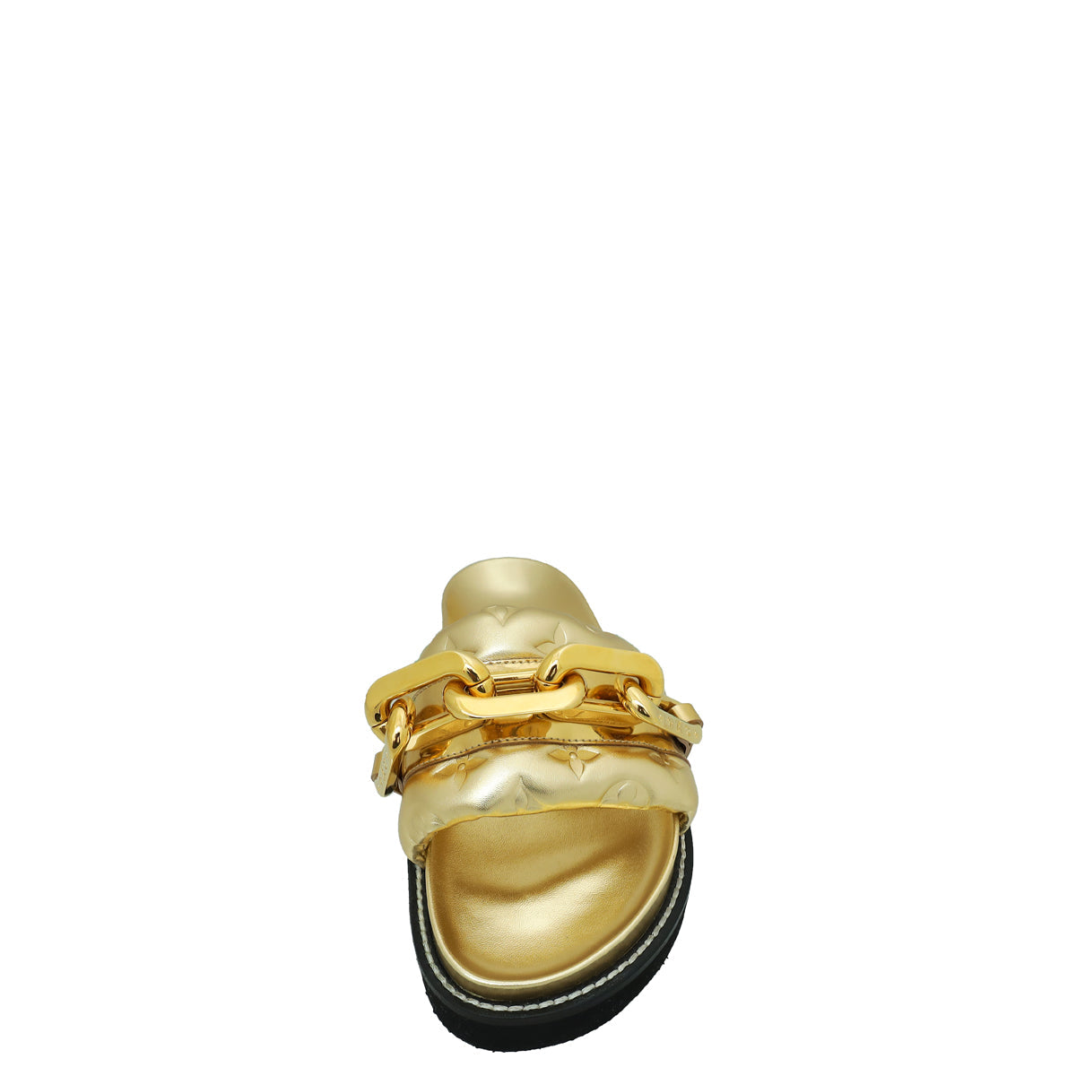 Louis Vuitton Gold Monogram Embossed Sunset Flat Comfort Mules 37