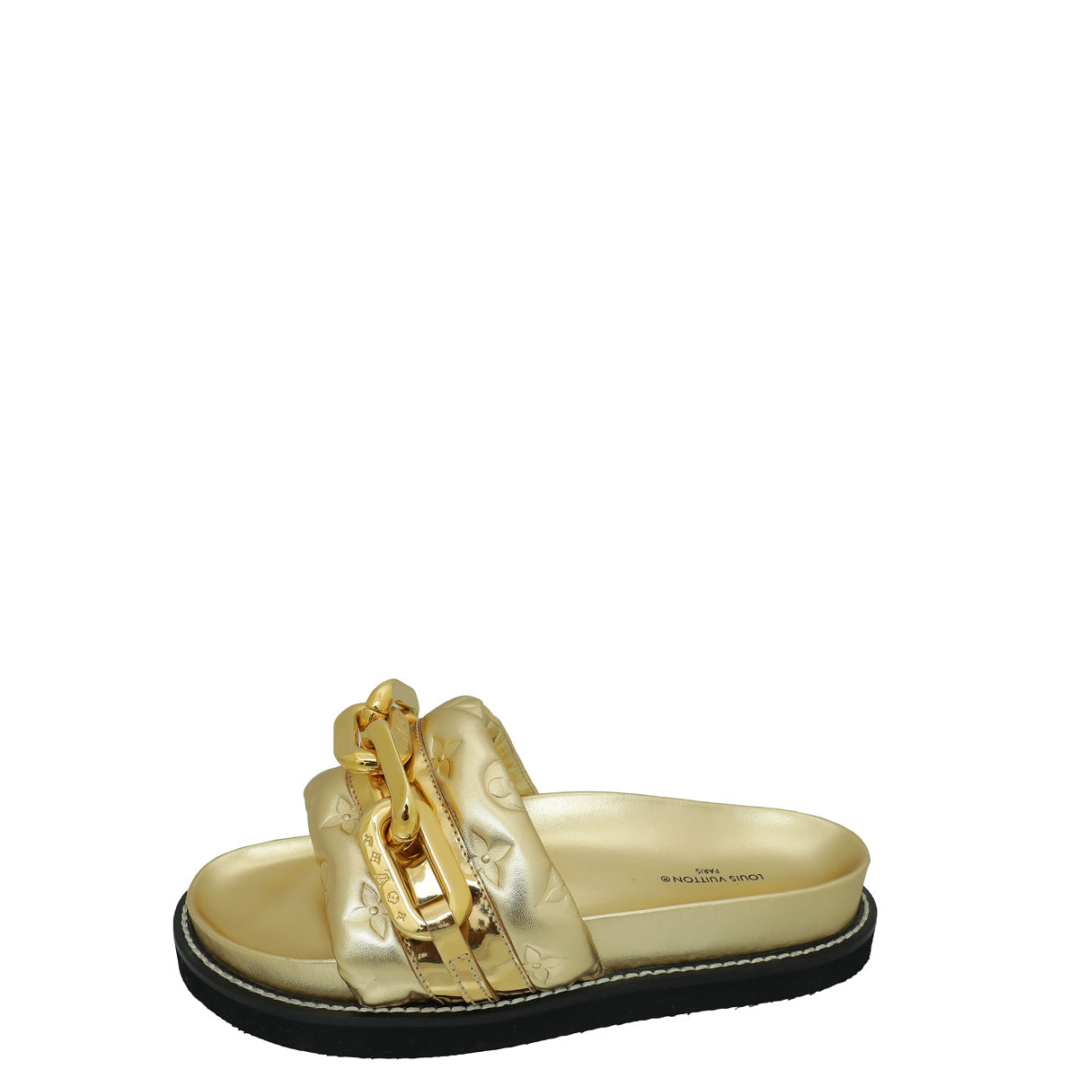 Louis Vuitton Gold Monogram Embossed Sunset Flat Comfort Mules 37
