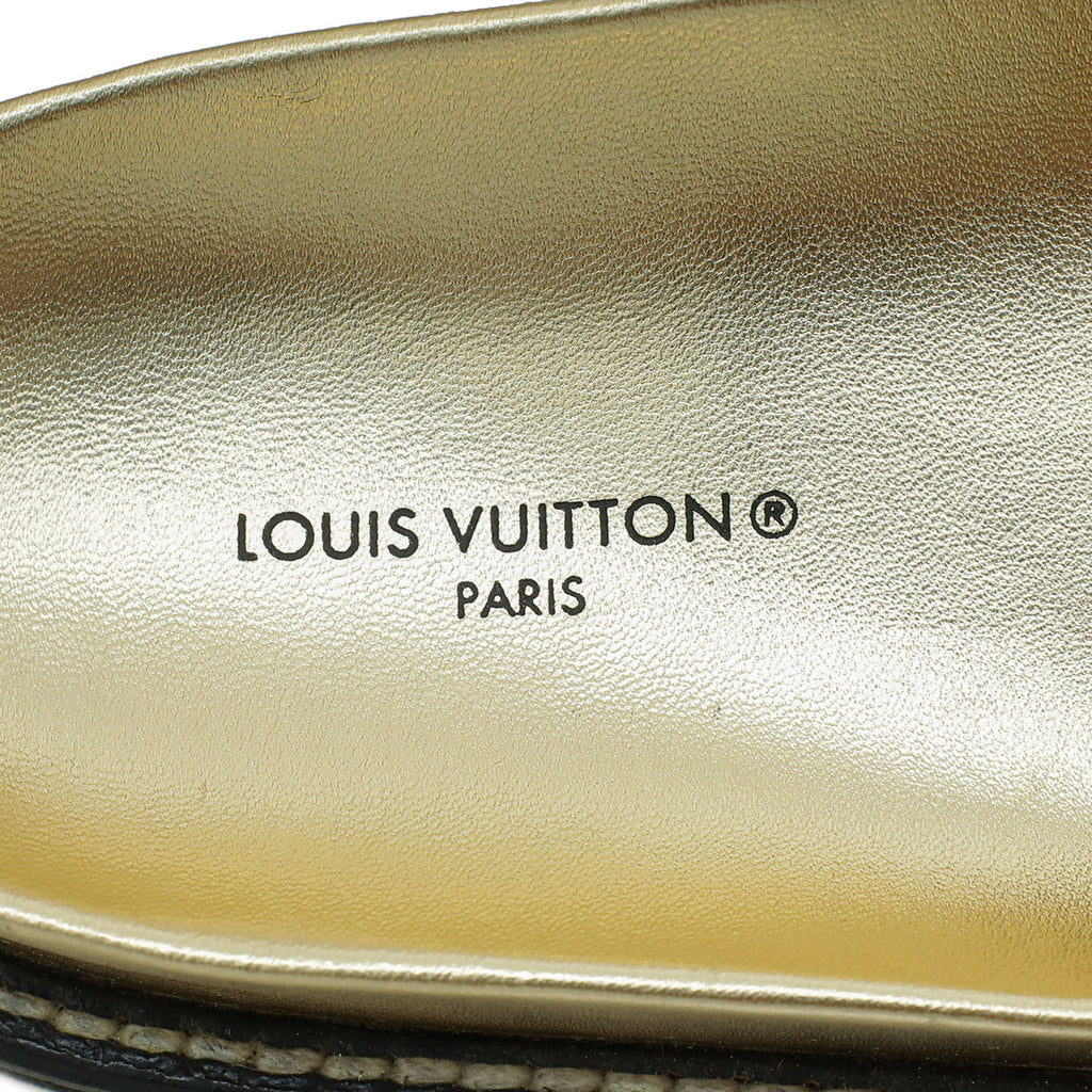 Louis Vuitton Gold Monogram Embossed Sunset Flat Comfort Mules 37