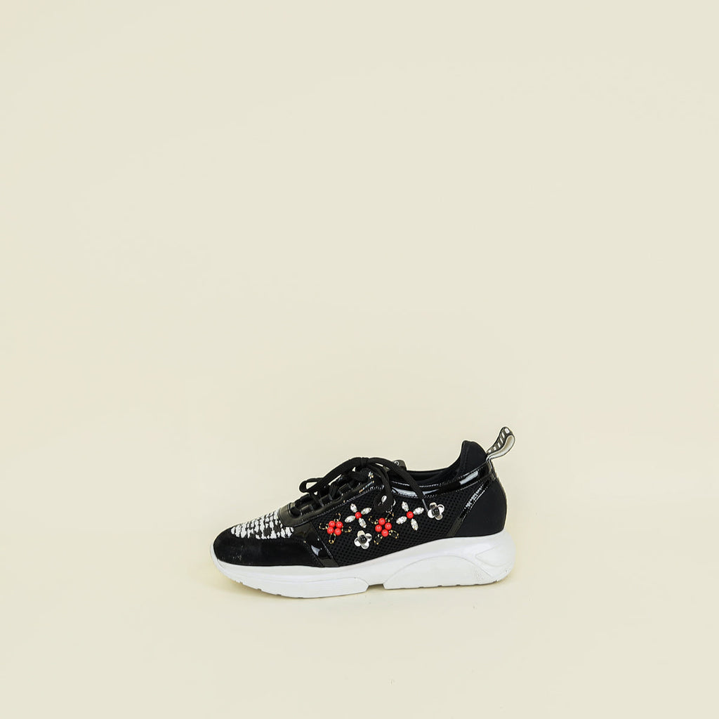 Louis Vuitton Black Mesh Embellished Sneakers 38.5