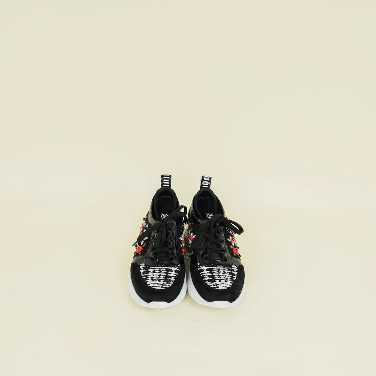 Louis Vuitton Black Mesh Embellished Sneakers 38.5