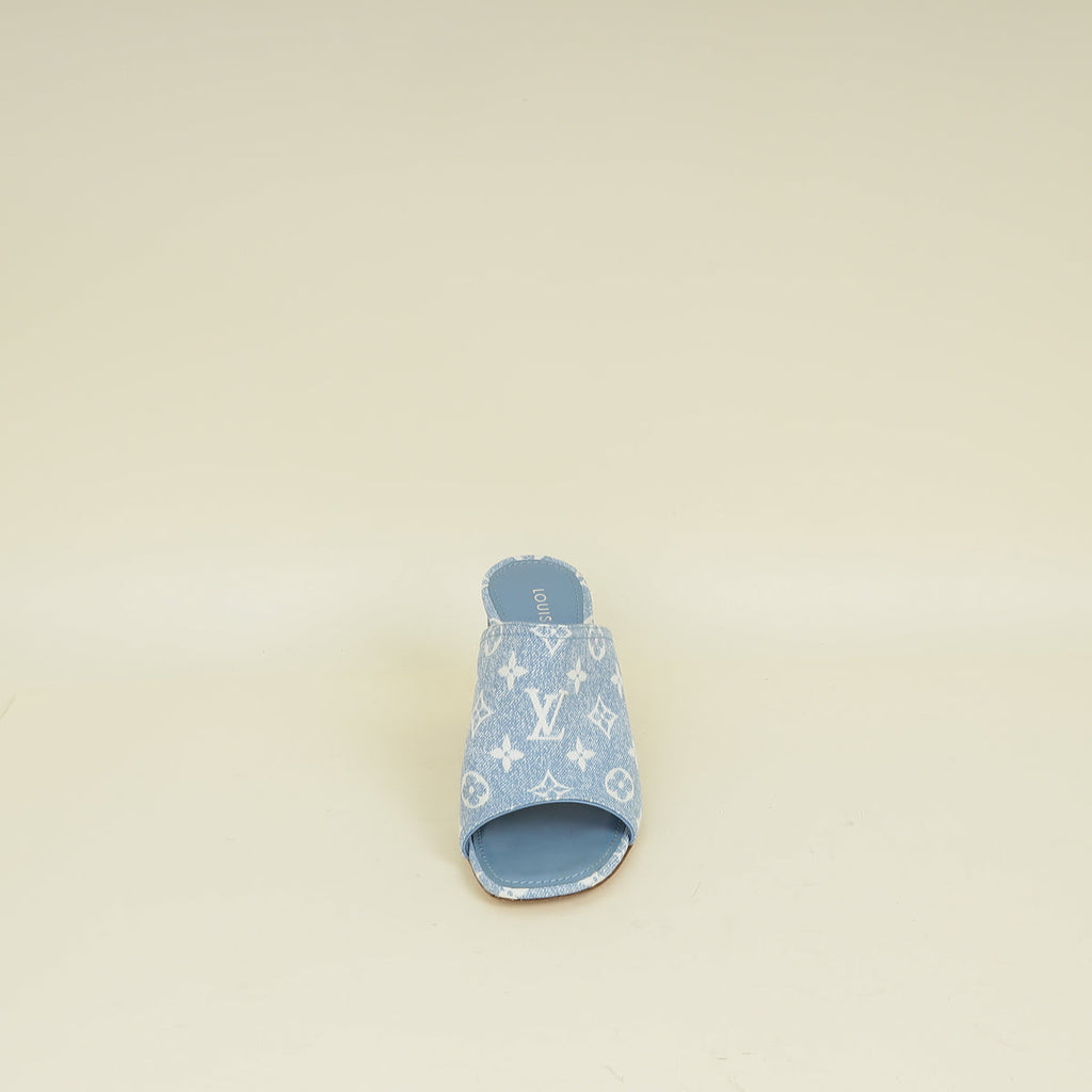 Louis Vuitton Blue Monogram Silhouette Mules 38.5