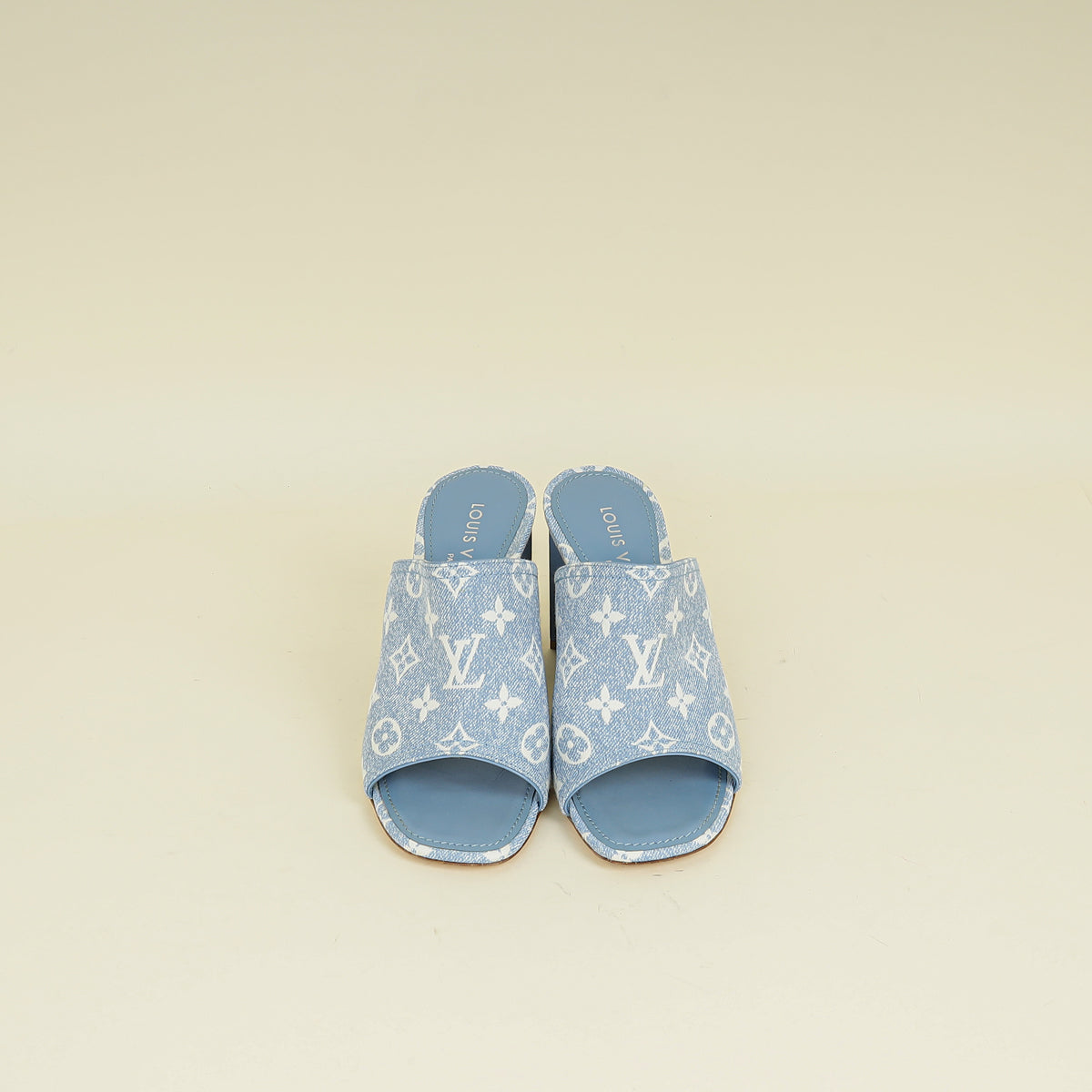 Louis Vuitton Blue Monogram Silhouette Mules 38.5