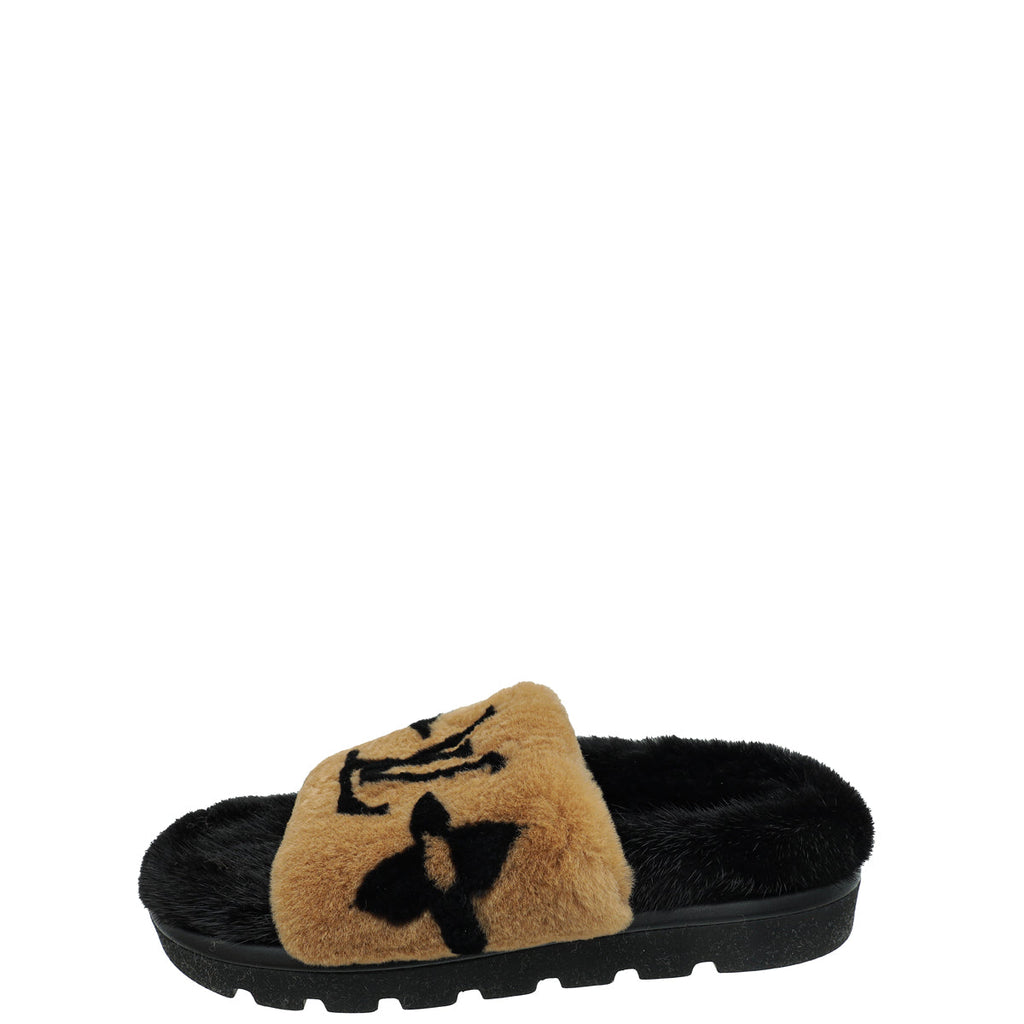 Louis Vuitton Bicolor Mink Fur Pool Pillow Comfort Mule 38