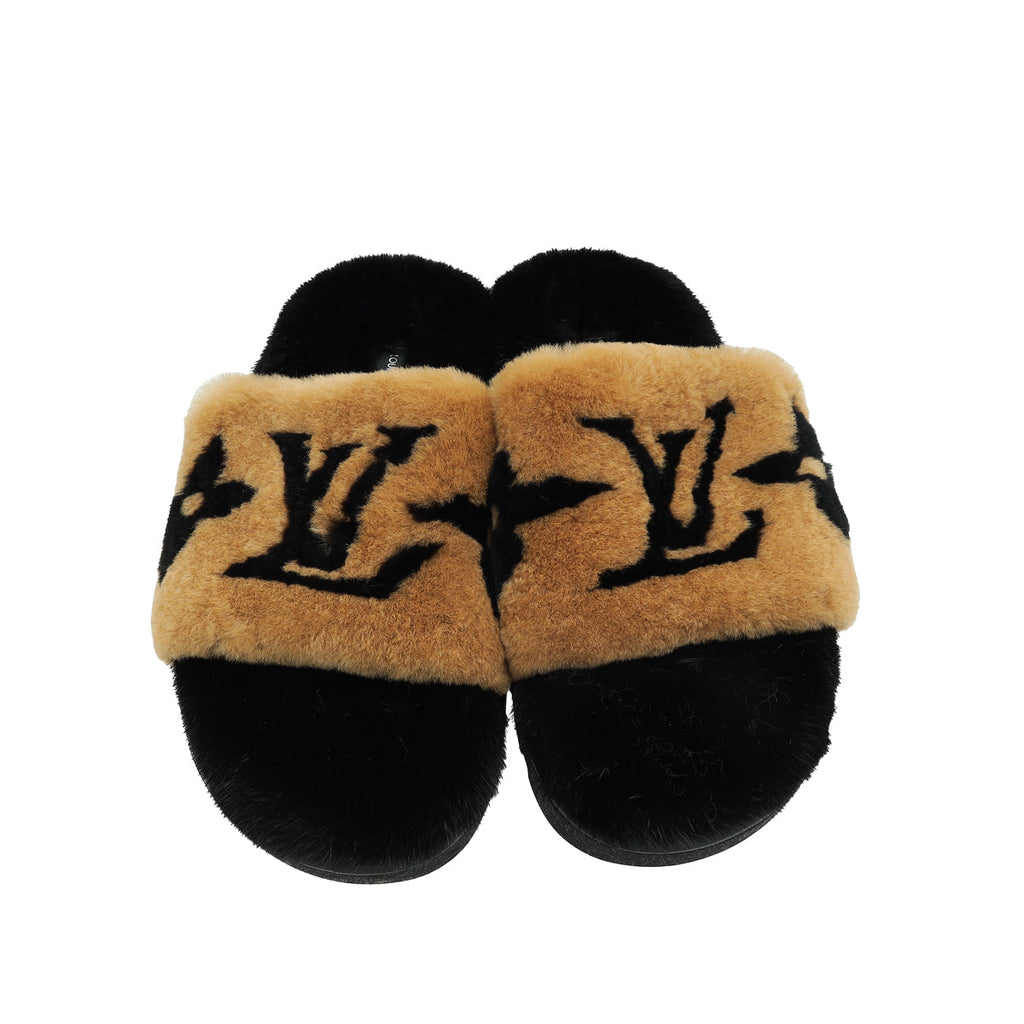 Louis Vuitton Bicolor Mink Fur Pool Pillow Comfort Mule 38
