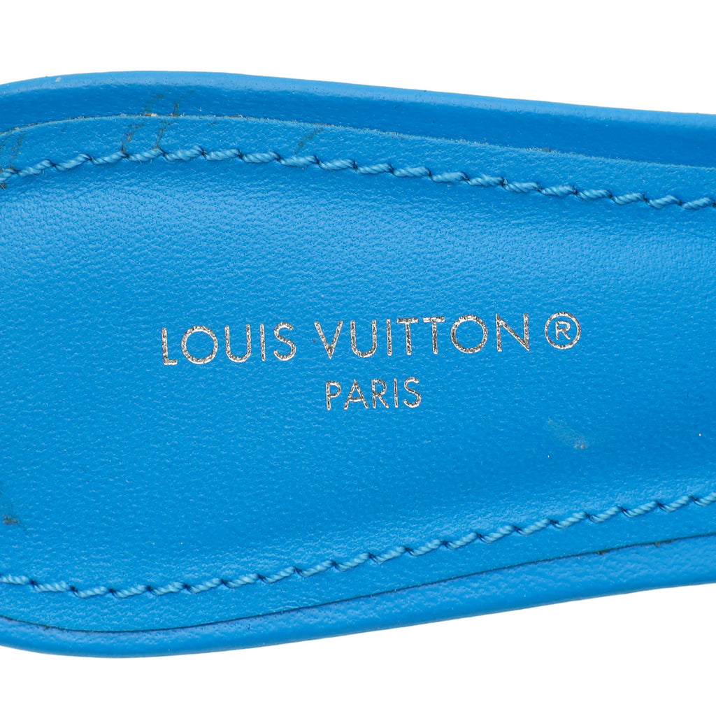 Louis Vuitton Royal Blue Monogram Embossed Revival Mules 38