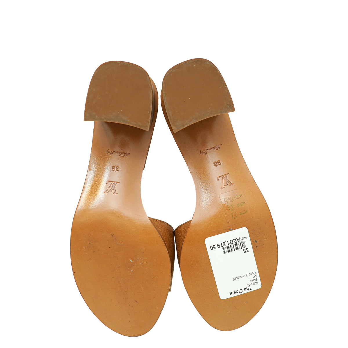 Louis Vuitton Tan Lock It Mules 38