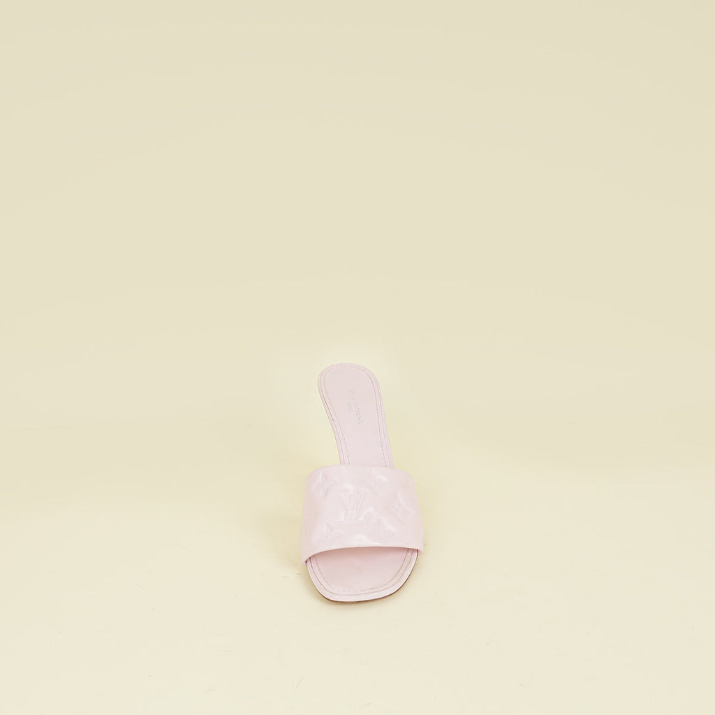 Louis Vuitton Light Pink Monogram Embossed Revival Mules 38