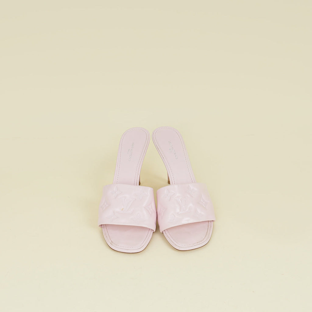 Louis Vuitton Light Pink Monogram Embossed Revival Mules 38