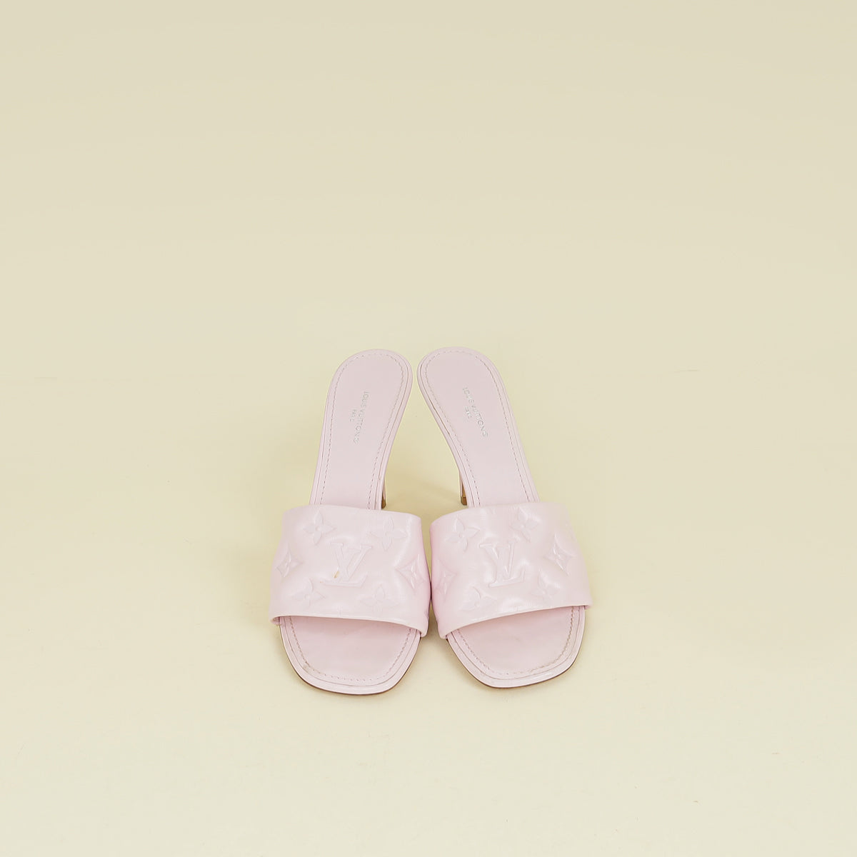 Louis Vuitton Light Pink Monogram Embossed Revival Mules 38