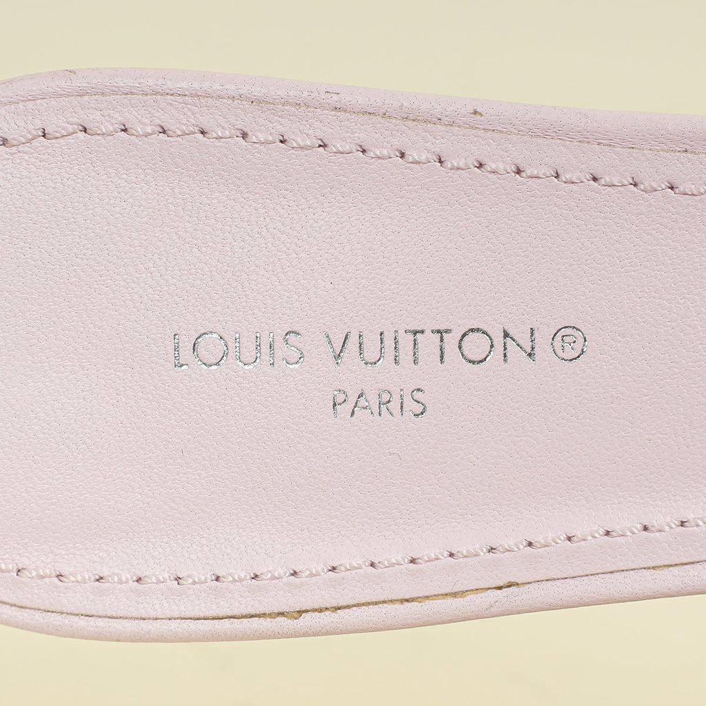 Louis Vuitton Light Pink Monogram Embossed Revival Mules 38