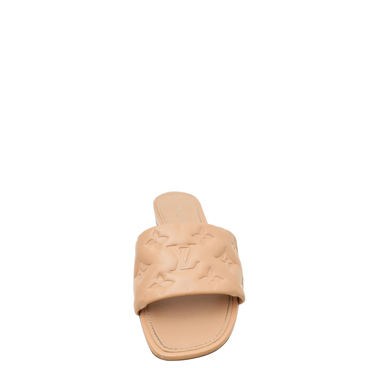 Louis Vuitton Natural Nude Monogram Embossed Revival Flat Mules 38
