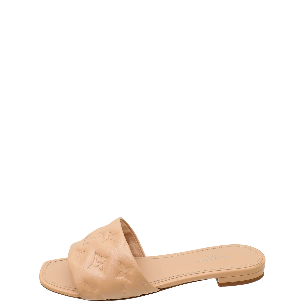 Louis Vuitton Natural Nude Monogram Embossed Revival Flat Mules 38