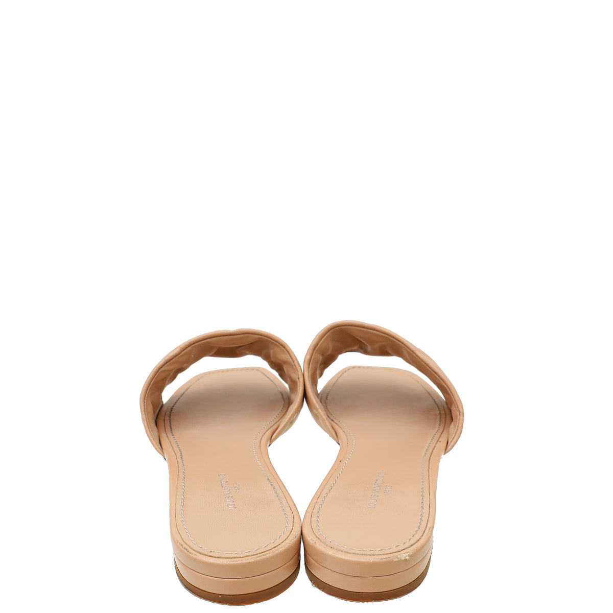 Louis Vuitton Natural Nude Monogram Embossed Revival Flat Mules 38