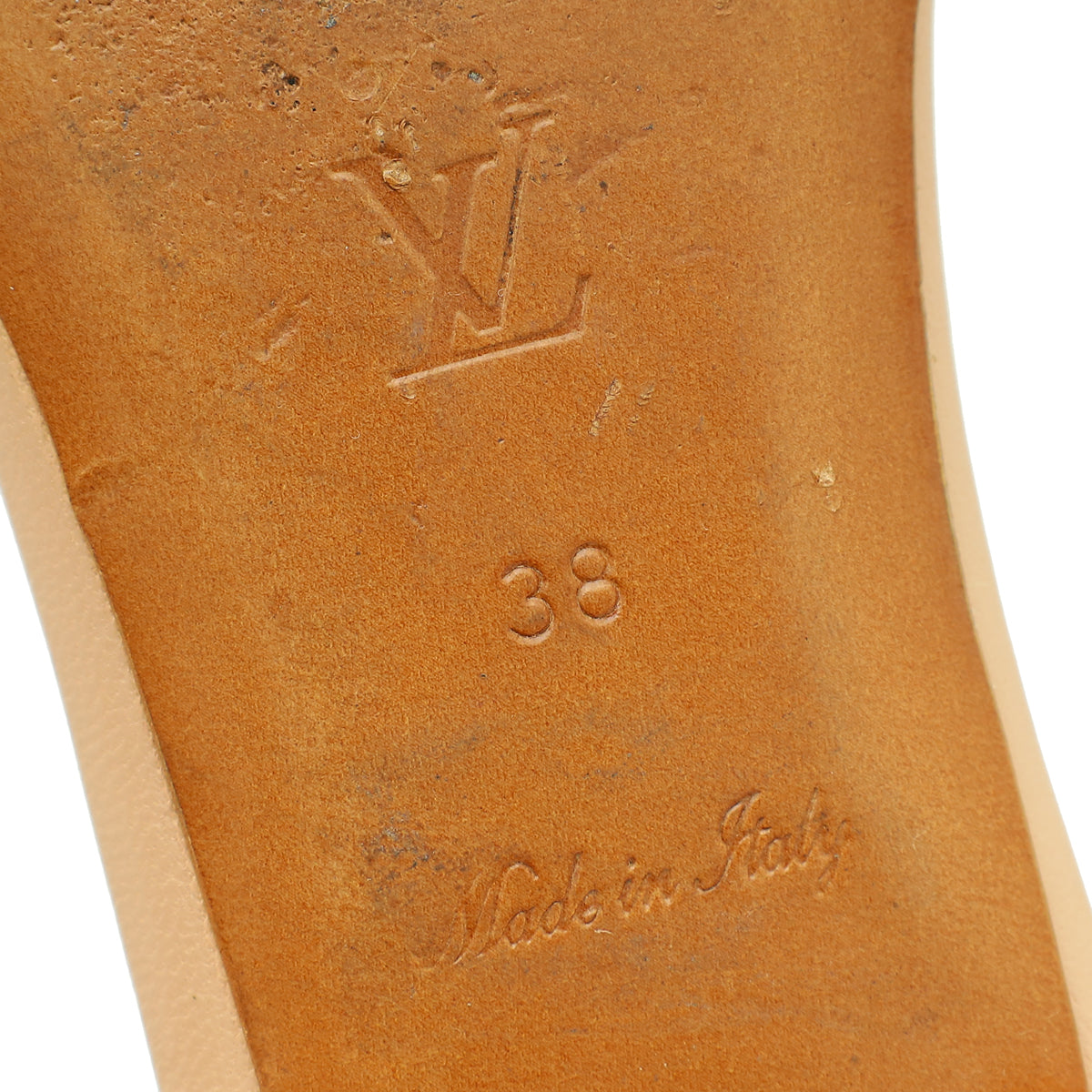 Louis Vuitton Natural Nude Monogram Embossed Revival Flat Mules 38