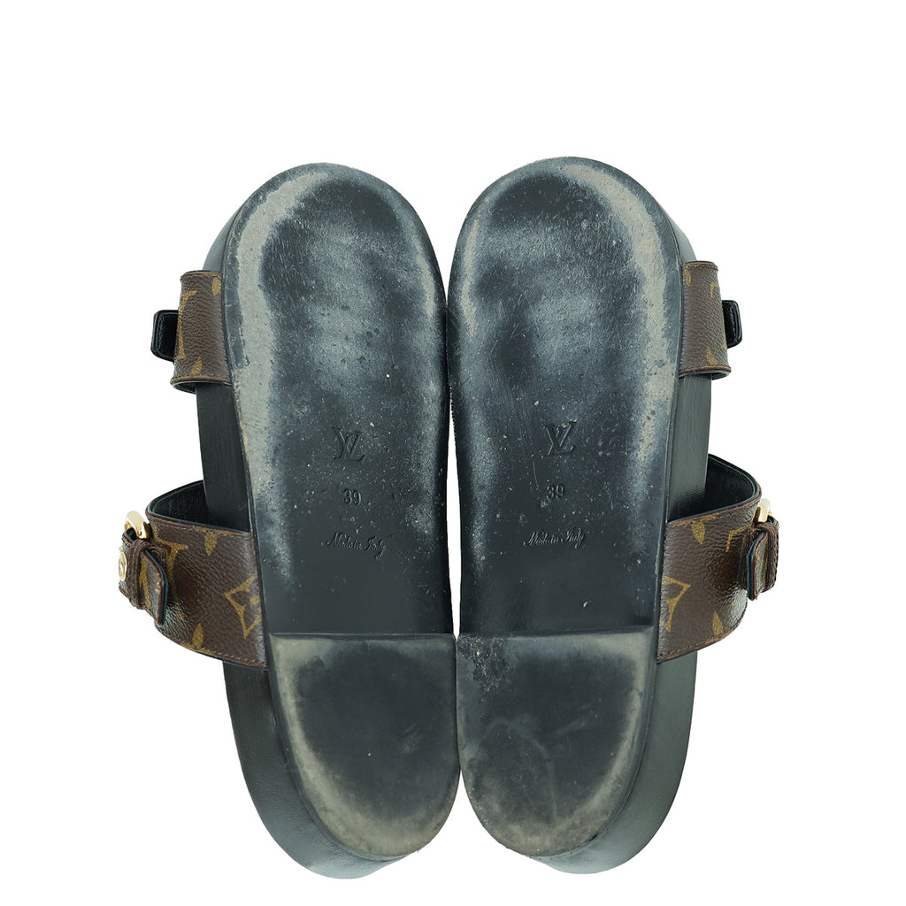 Louis Vuitton Bicolor Monogram Bom Dia Flat Mule 39