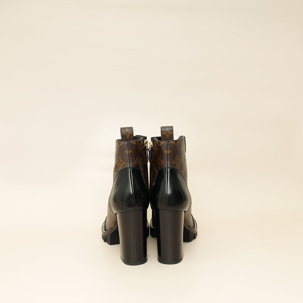 Louis Vuitton Monogram Black Star Trail Ankle Boots 39