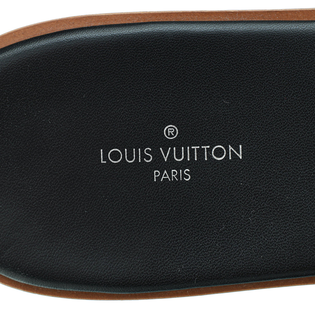 Louis Vuitton Bicolor Lock It Mink Fur Flat Sandal 39