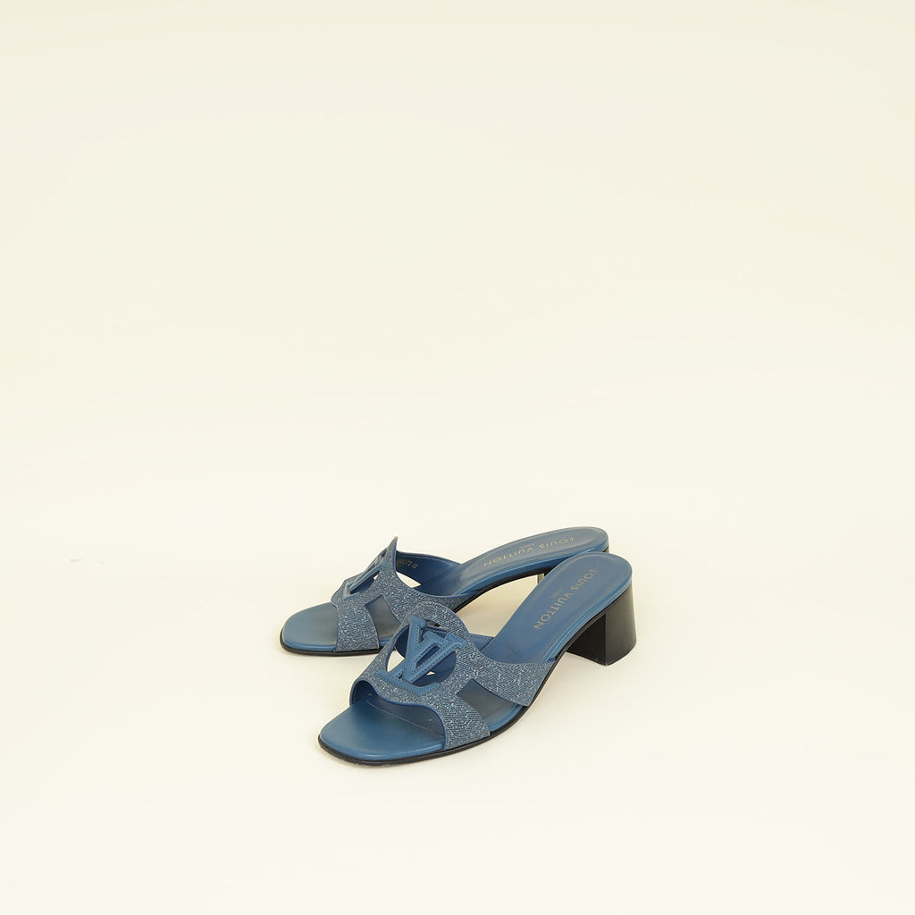 Louis Vuitton Dark Blue Isola Denim Effect Mules 40