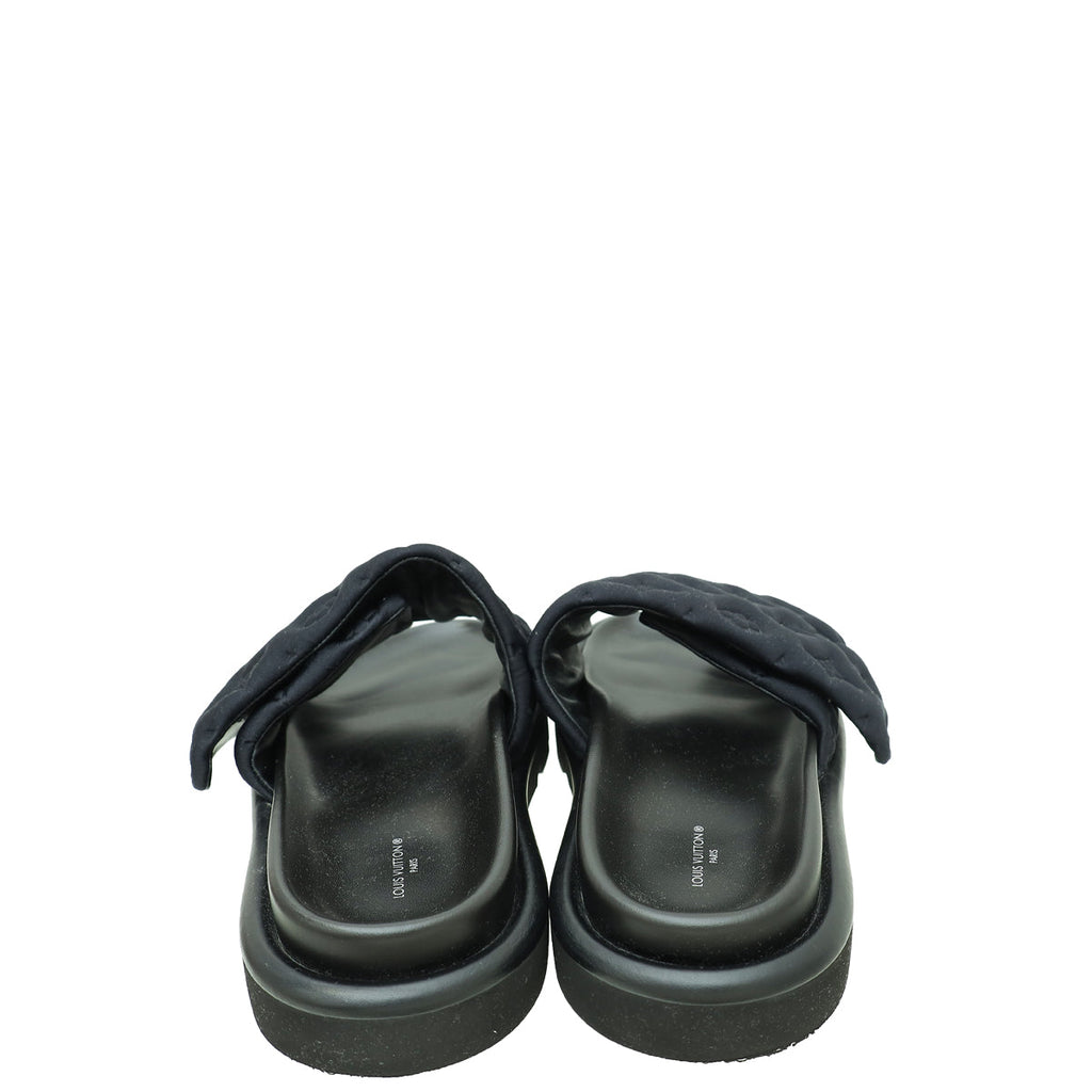 Louis Vuitton Black Monogram Fabric Embossed Monogram Pool Pillow Comfort Mules 41