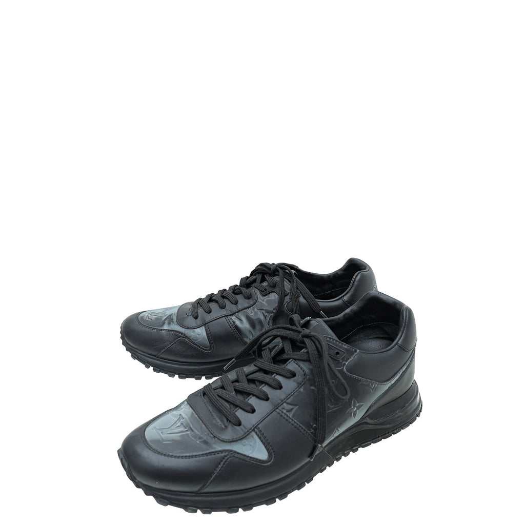 Louis Vuitton Black Iridescent Textile Monogram Mens Run Away Sneakers 7
